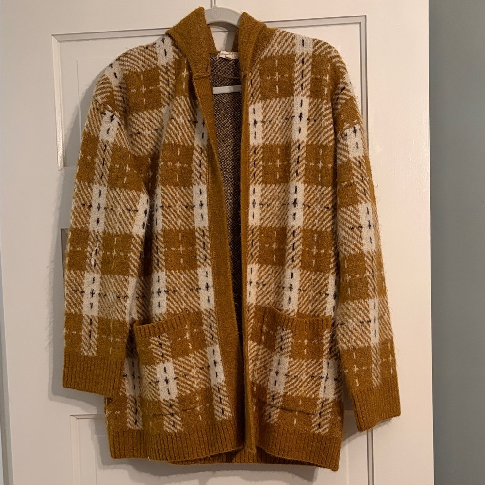 Mystree Mustard Plaid Cardigan